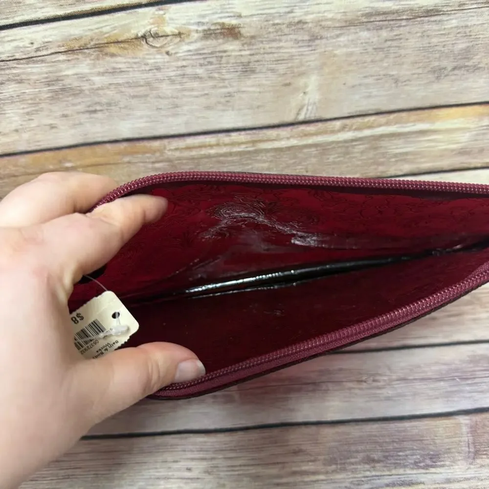 Bath & Body Works Glossy Burgundy Cosmetic Bag. 9.5